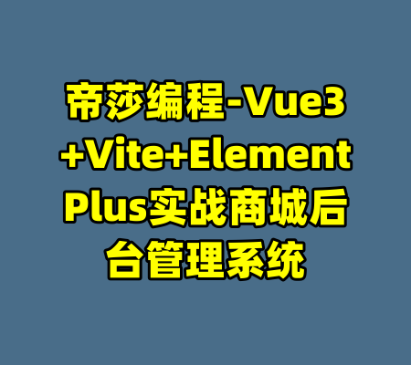 帝莎编程-Vue3+Vite+ElementPlus实战商城后台管理系统-99资源站