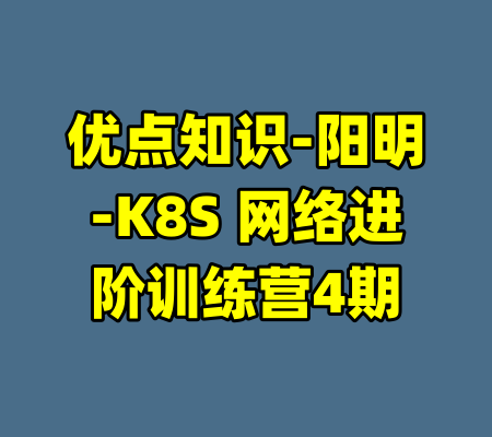 优点知识-阳明-K8S 网络进阶训练营4期-99资源站