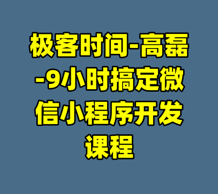 极客时间-高磊-9小时搞定微信小程序开发课程-99资源站