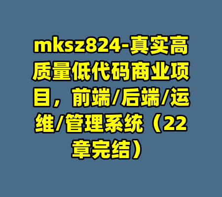 mksz824-真实高质量低代码商业项目，前端/后端/运维/管理系统（22章完结）-99资源站