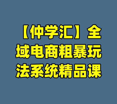 【仲学汇】全域电商粗暴玩法系统精品课