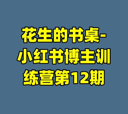 花生的书桌-小红书博主训练营第12期-99资源站