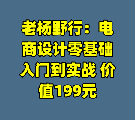 老杨野行：电商设计零基础入门到实战 价值199元-99资源站