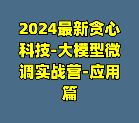 2024最新贪心科技-大模型微调实战营-应用篇-99资源站