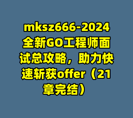 mksz666-2024全新GO工程师面试总攻略，助力快速斩获offer（21章完结）-99资源站