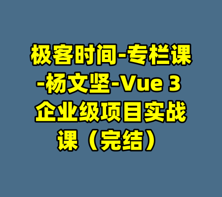 极客时间-专栏课-杨文坚-Vue 3 企业级项目实战课（完结）-99资源站