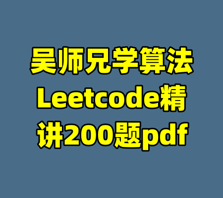 吴师兄学算法Leetcode精讲200题pdf-99资源站