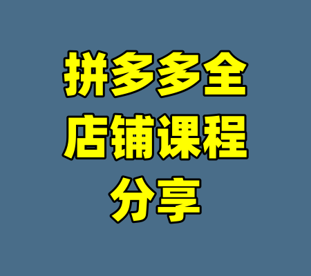拼多多全店铺课程分享-99资源站