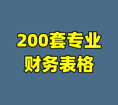 200套专业财务表格-99资源站