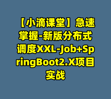 【小滴课堂】急速掌握-新版分布式调度XXL-Job+SpringBoot2.X项目实战-99资源站