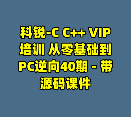 科锐-C C++ VIP培训 从零基础到PC逆向40期 - 带源码课件-99资源站