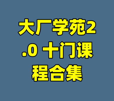 大厂学苑2.0 十门课程合集-99资源站