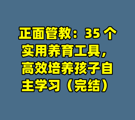 正面管教：35 个实用养育工具，高效培养孩子自主学习（完结）-99资源站