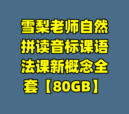 雪梨老师自然拼读音标课语法课新概念全套【80GB】-99资源站