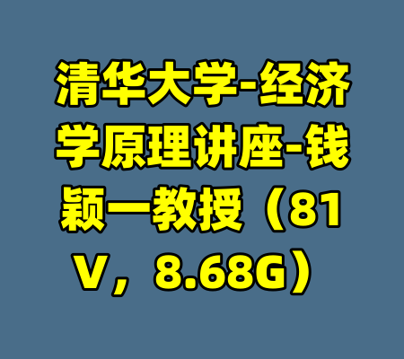清华大学-经济学原理讲座-钱颖一教授（81V，8.68G）-99资源站