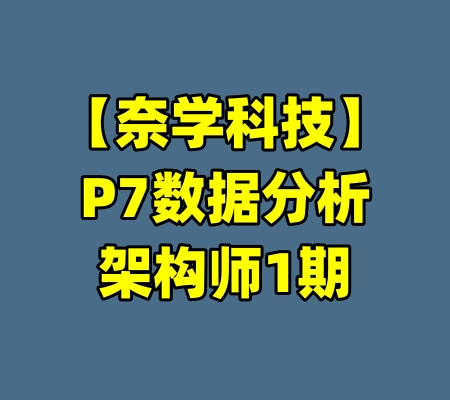 【奈学科技】P7数据分析架构师1期-99资源站