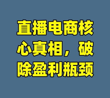 直播电商核心真相，破除盈利瓶颈-99资源站
