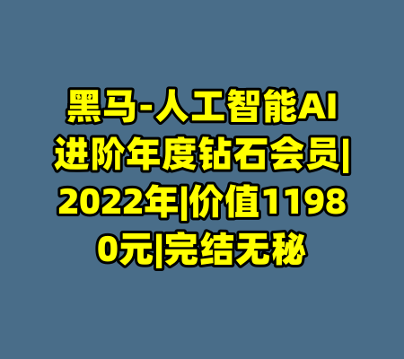 黑马-人工智能AI进阶年度钻石会员|2022年|价值11980元|完结无秘-99资源站