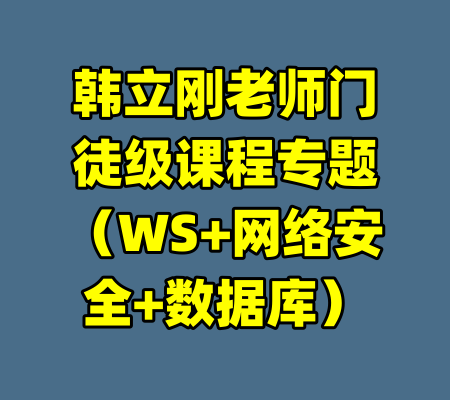 韩立刚老师门徒级课程专题（WS+网络安全+数据库）-99资源站