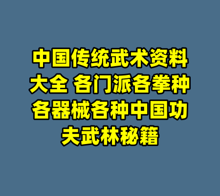 中国传统武术资料大全 各门派各拳种各器械各种中国功夫武林秘籍