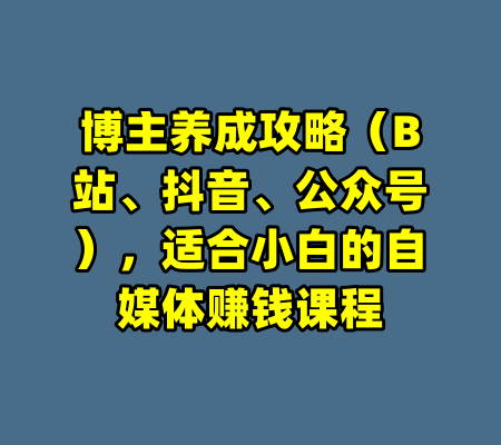 博主养成攻略（B站、抖音、公众号），适合小白的自媒体赚钱课程