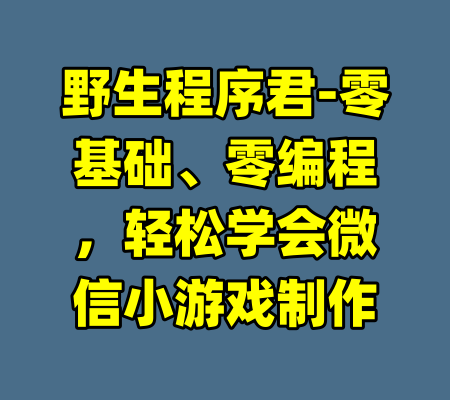 野生程序君-零基础、零编程,轻松学会微信小游戏制作