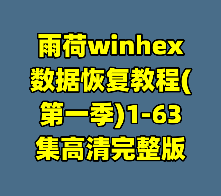 雨荷winhex数据恢复教程(第一季)1-63集高清完整版