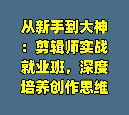 从新手到大神：剪辑师实战就业班，深度培养创作思维-99资源站