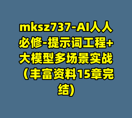 mksz737-AI人人必修-提示词工程+大模型多场景实战（丰富资料15章完结)-99资源站