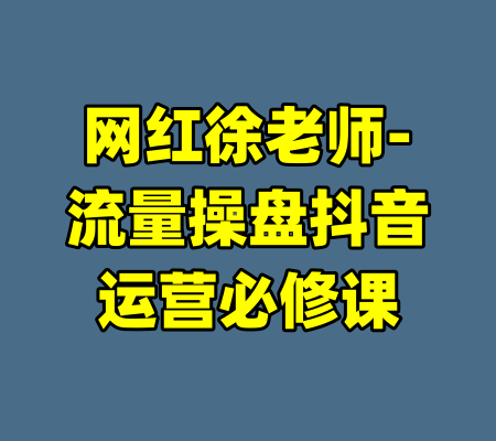 网红徐老师-流量操盘抖音运营必修课