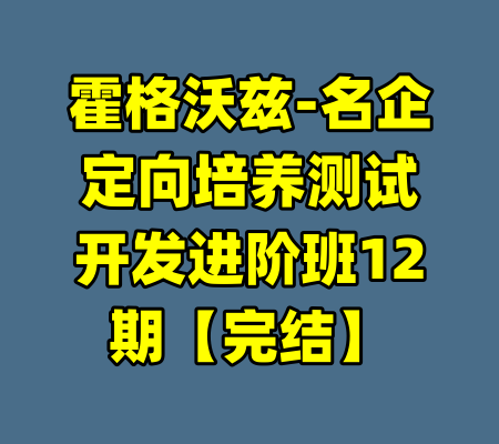 霍格沃兹-名企定向培养测试开发进阶班12期【完结】-99资源站