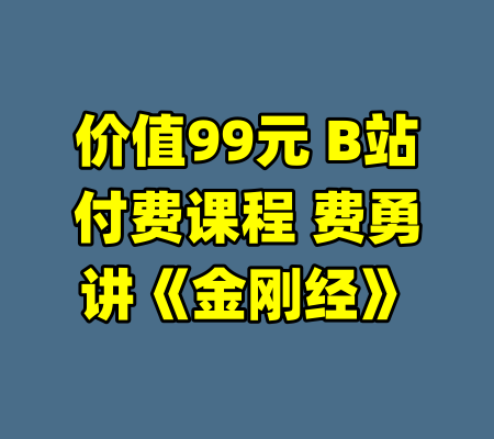 价值99元 B站付费课程 费勇讲《金刚经》
