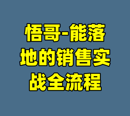 悟哥-能落地的销售实战全流程