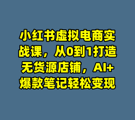 小红书虚拟电商实战课，从0到1打造无货源店铺，AI+爆款笔记轻松变现