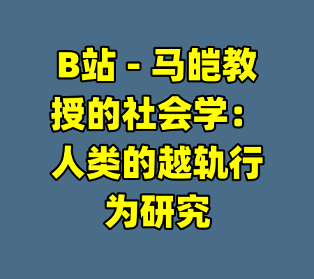 B站 - 马皑教授的社会学：人类的越轨行为研究-99资源站