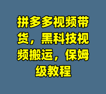 拼多多视频带货，黑科技视频搬运，保姆级教程-99资源站