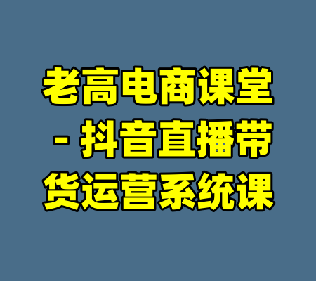 老高电商课堂 - 抖音直播带货运营系统课-99资源站