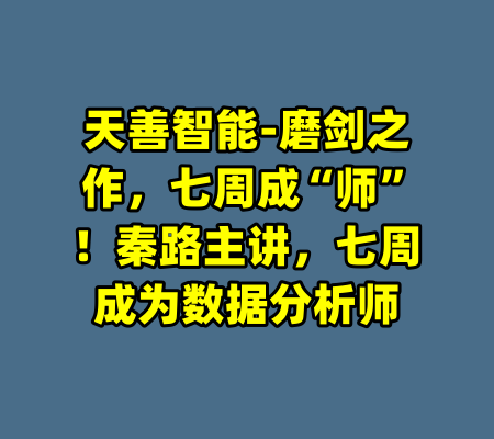 天善智能-磨剑之作，七周成“师”！秦路主讲，七周成为数据分析师-99资源站