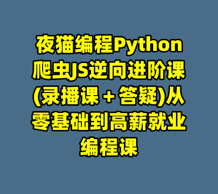 夜猫编程Python爬虫JS逆向进阶课(录播课＋答疑)从零基础到高薪就业编程课-99资源站