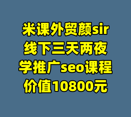 米课外贸颜sir线下三天两夜学推广seo课程价值10800元-99资源站