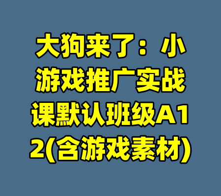 大狗来了：小游戏推广实战课默认班级A12(含游戏素材)