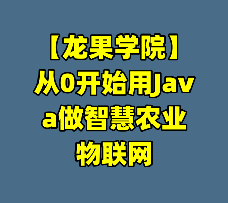 【龙果学院】从0开始用Java做智慧农业物联网-99资源站