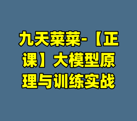 九天菜菜-【正课】大模型原理与训练实战-99资源站