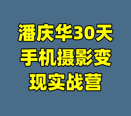 潘庆华30天手机摄影变现实战营-99资源站