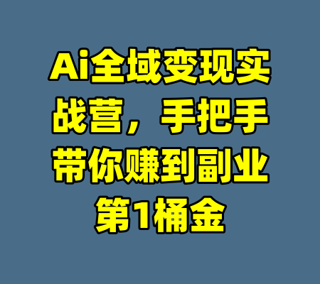 Ai全域变现实战营，手把手带你赚到副业第1桶金