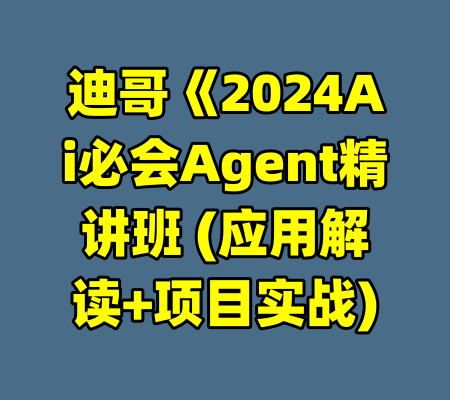 迪哥《2024Ai必会Agent精讲班 (应用解读+项目实战)-99资源站