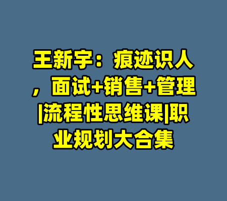 王新宇：痕迹识人，面试+销售+管理|流程性思维课|职业规划大合集-99资源站