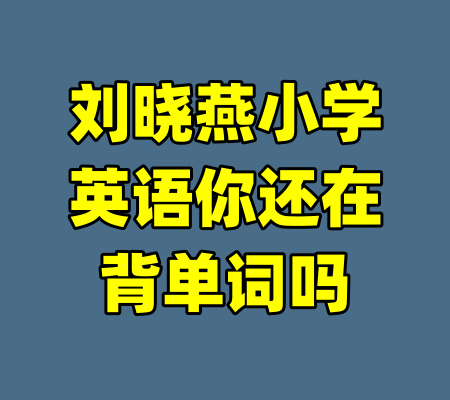 刘晓燕小学英语你还在背单词吗-99资源站