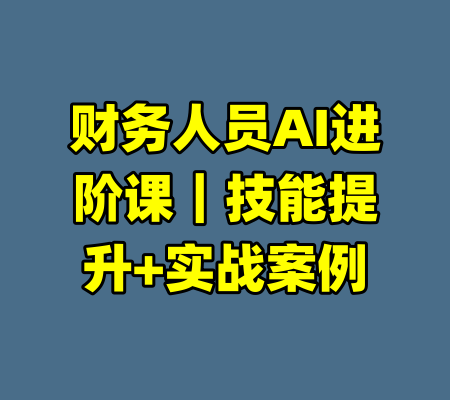 财务人员AI进阶课｜技能提升+实战案例-99资源站