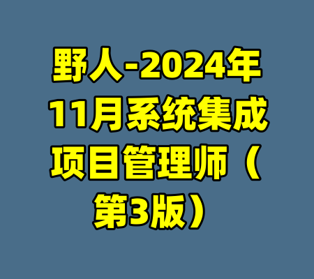 野人-2024年11月系统集成项目管理师（第3版）-99资源站